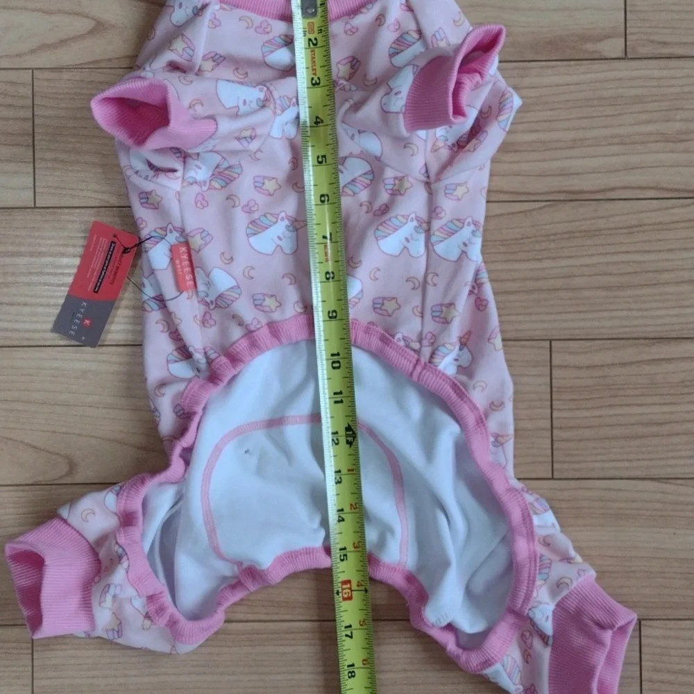 Kyeese Soft Velvet Dog Pajamas Pink with Unicorns Size XL